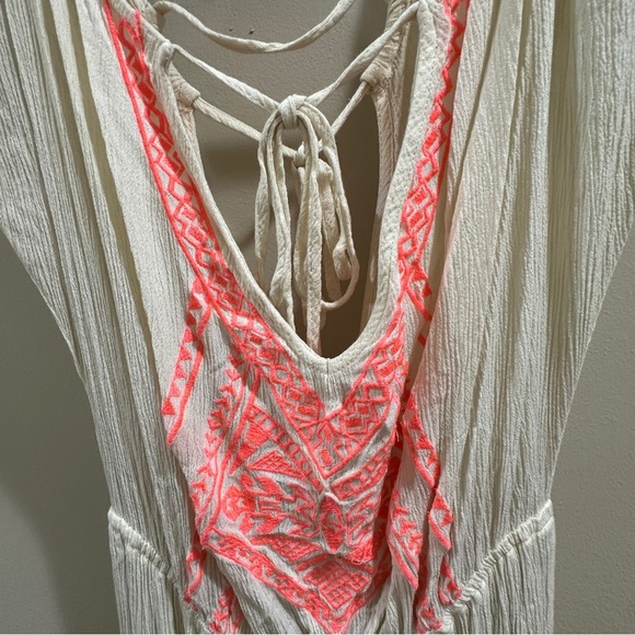 Flying Tomato Cream and Neon Boho Maxi Dress Sz S - Picture 3 of 12